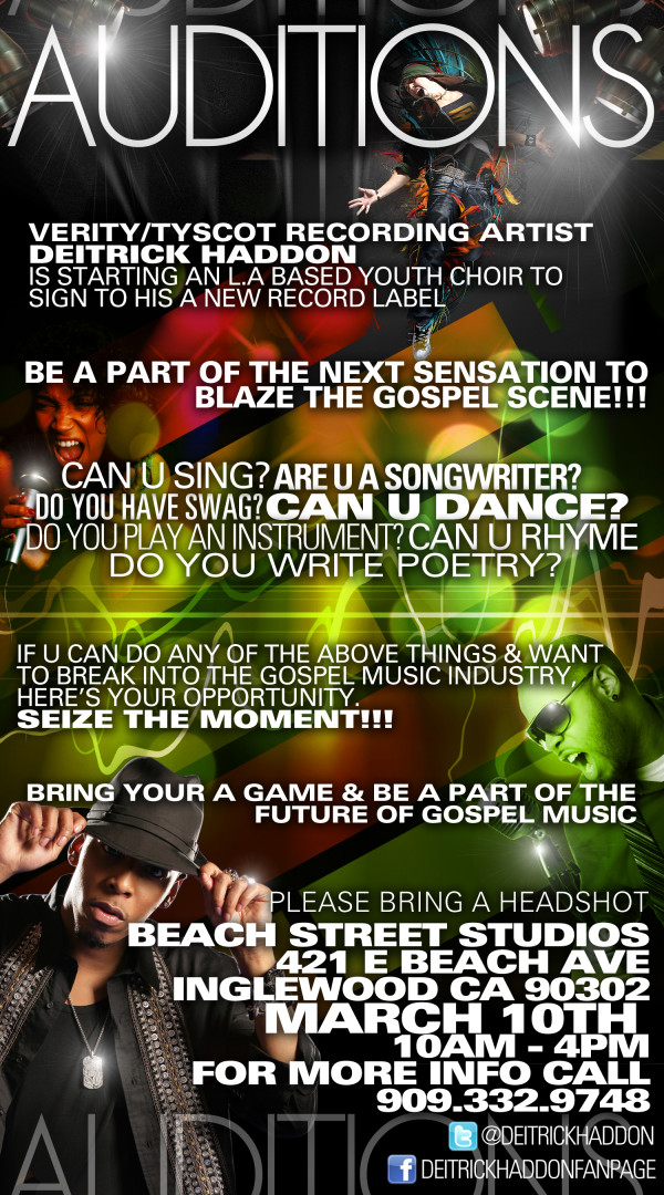 Hey Blessed and Talented Youth Of Los Angeles! Want To Sing In Deitrick Haddon’s Choir?