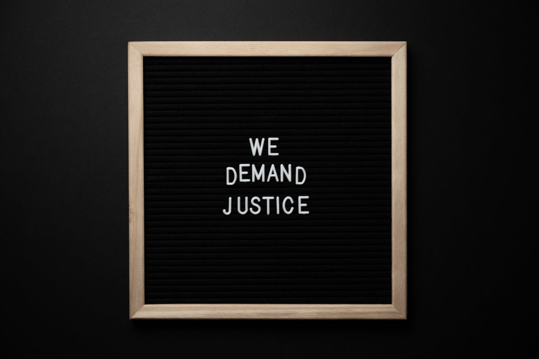 we demand justice inscription in frame